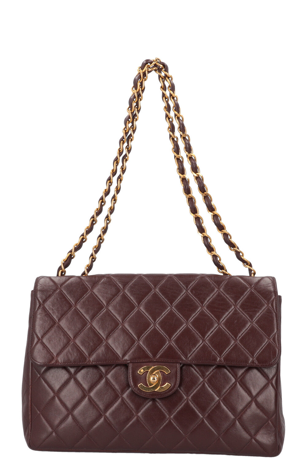 CHANEL Vintage Jumbo Single Flap Bag Burgundy REAWAKE