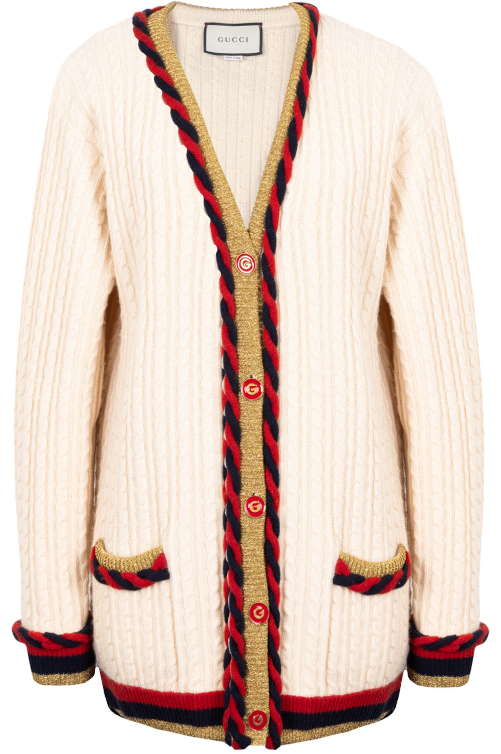 GUCCI Braided Knit Cardigan Beige REAWAKE