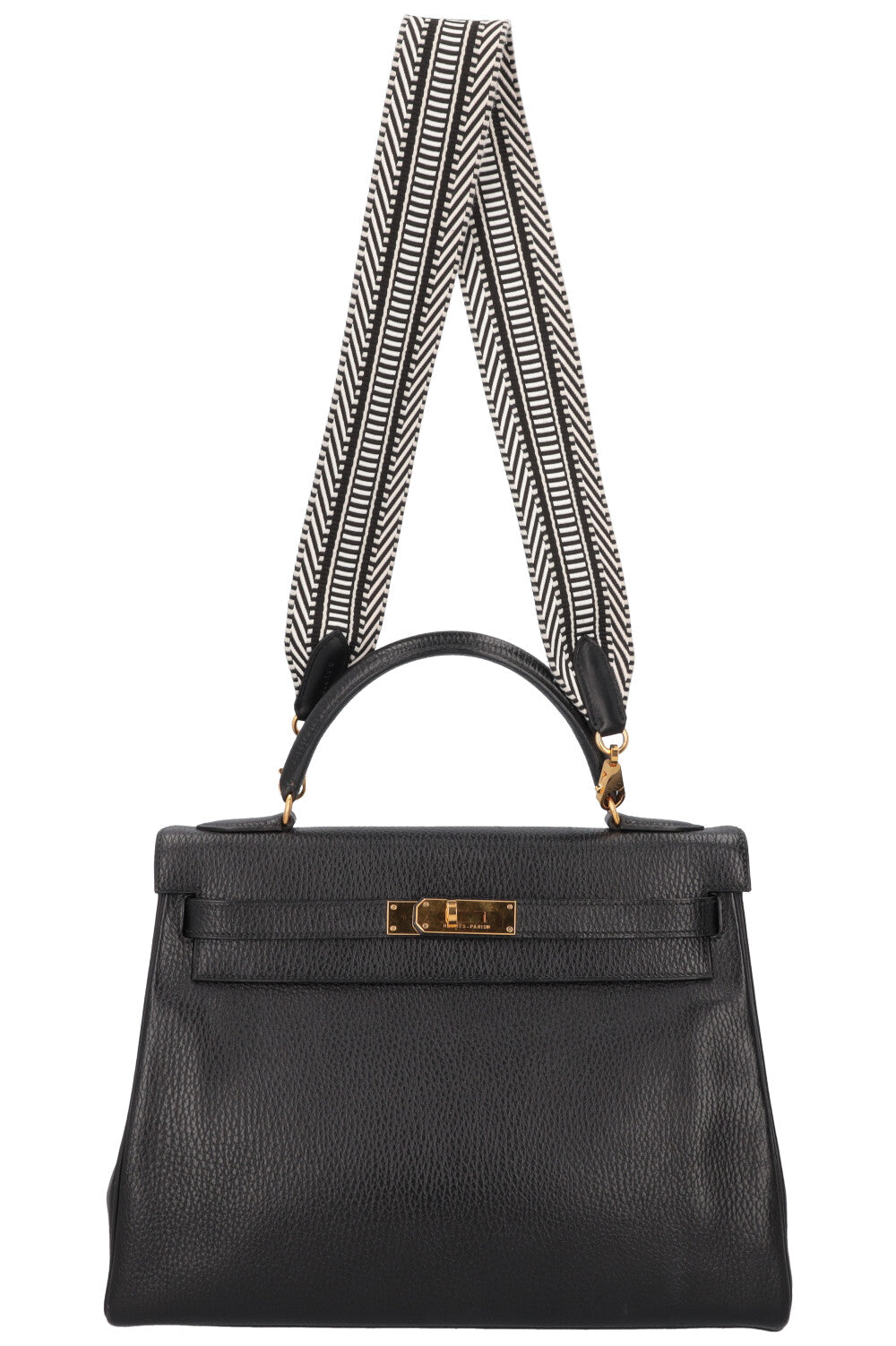 HERMES Kelly 32 Vache Ardennes Black REAWAKE