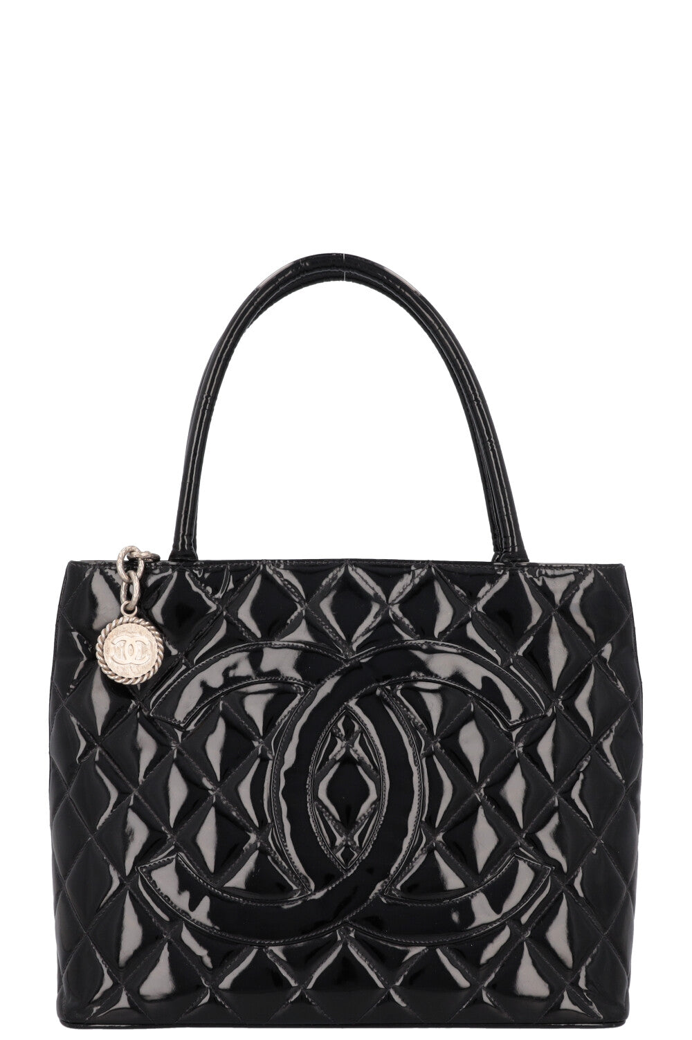 CHANEL Medallion Tote Bag Patent Black REAWAKE