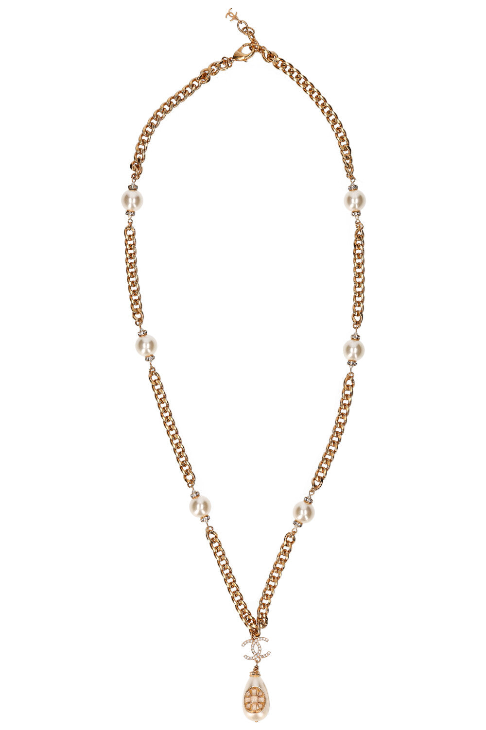 Chanel pearl and hot sale diamond necklace