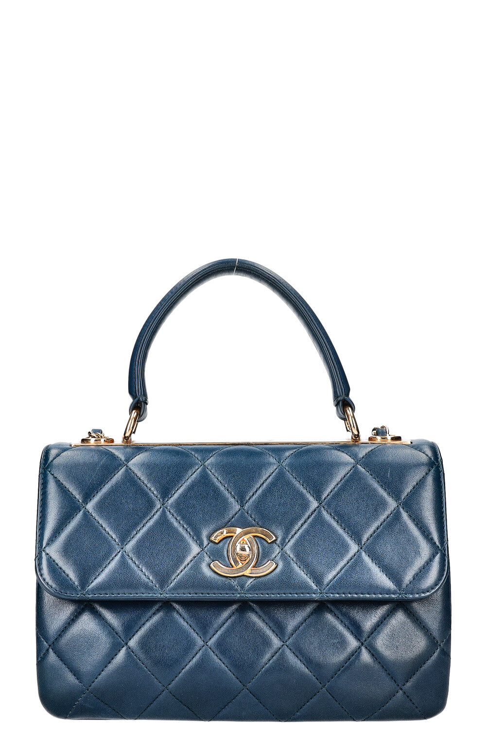 Chanel flap bag with top handle blue sale