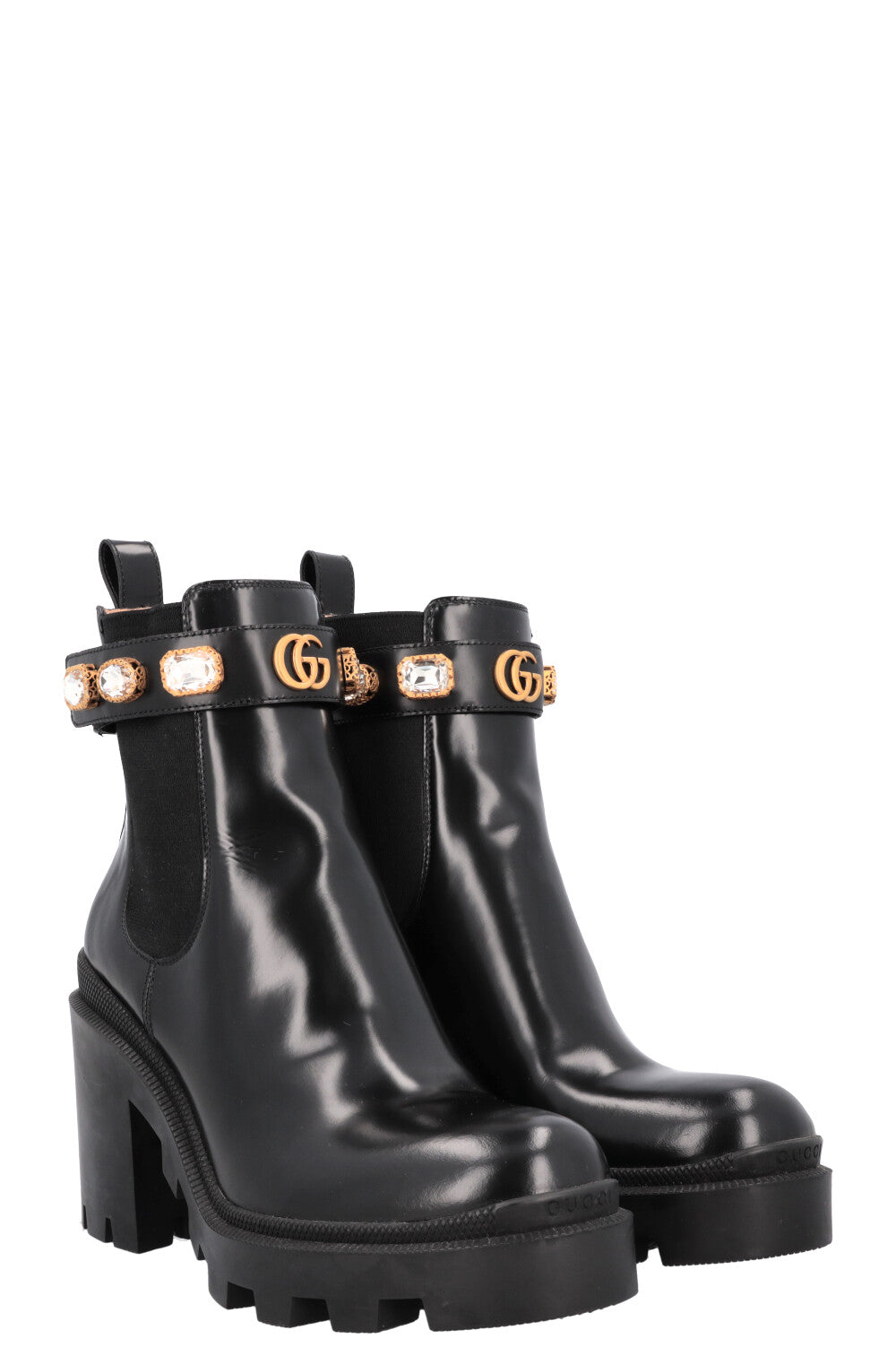 GUCCI Boots Crystal Leather Black REAWAKE