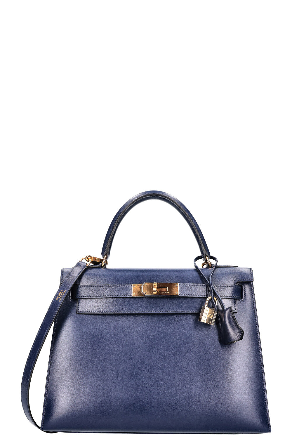 Hermès Hermes Kelly bag 28 navy blue box leather upholstery ref