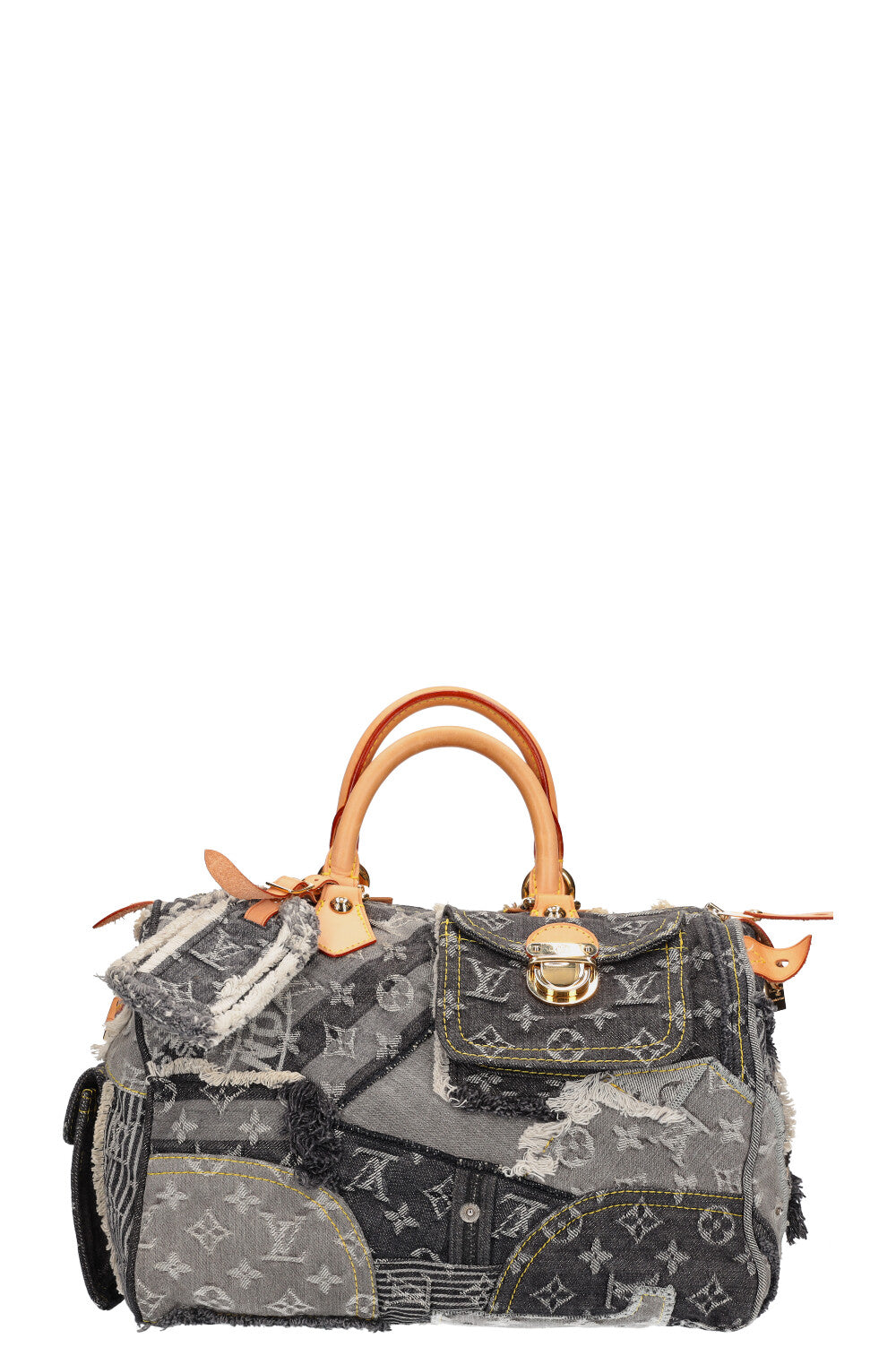 Preloved Louis Vuitton Monogram Denim Patchwork Speedy 30 Hand Bag