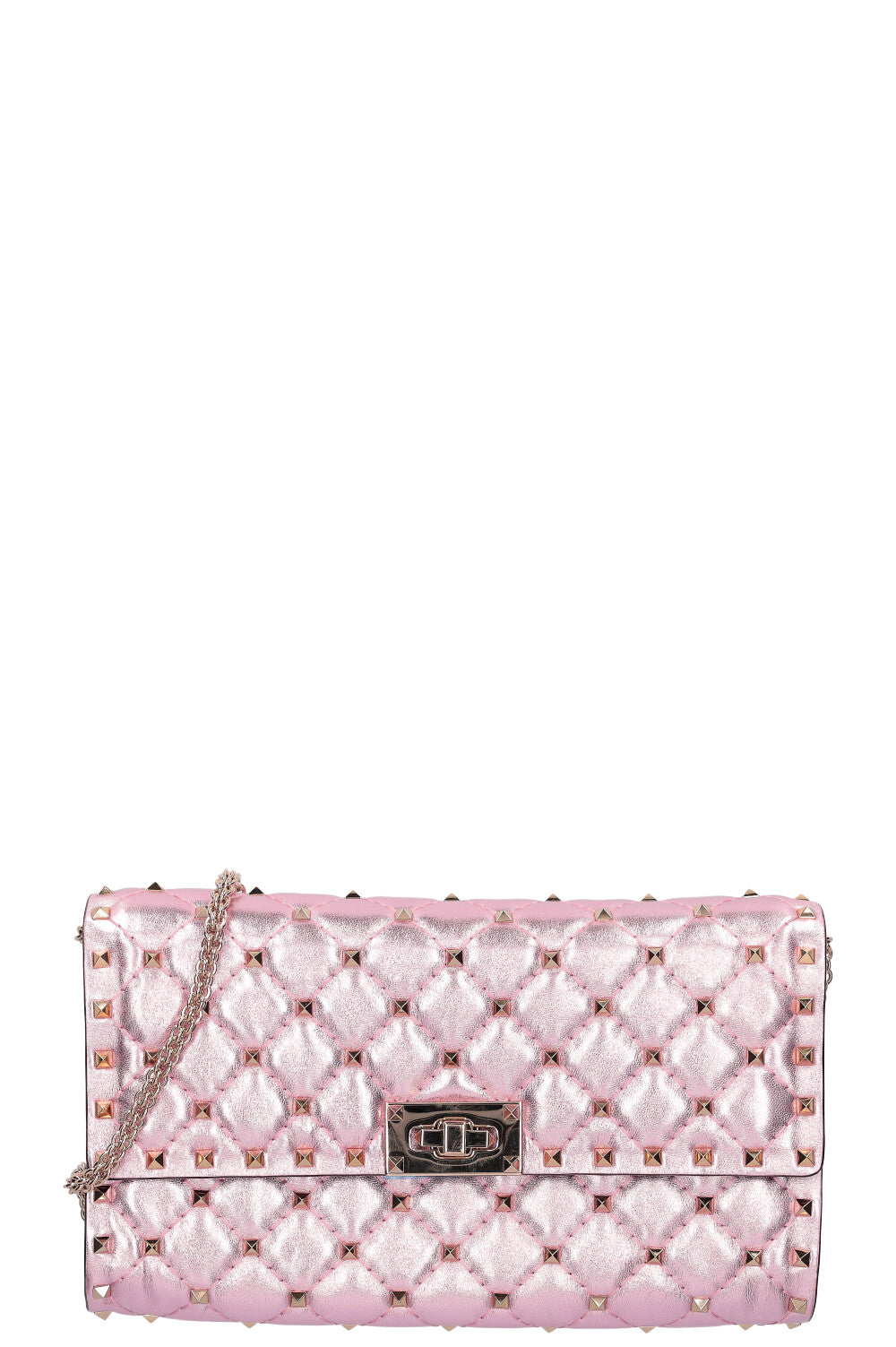Valentino Garavani Rockstud Spike Pink Leather Studs Chain Clutch Wall –  AvaMaria