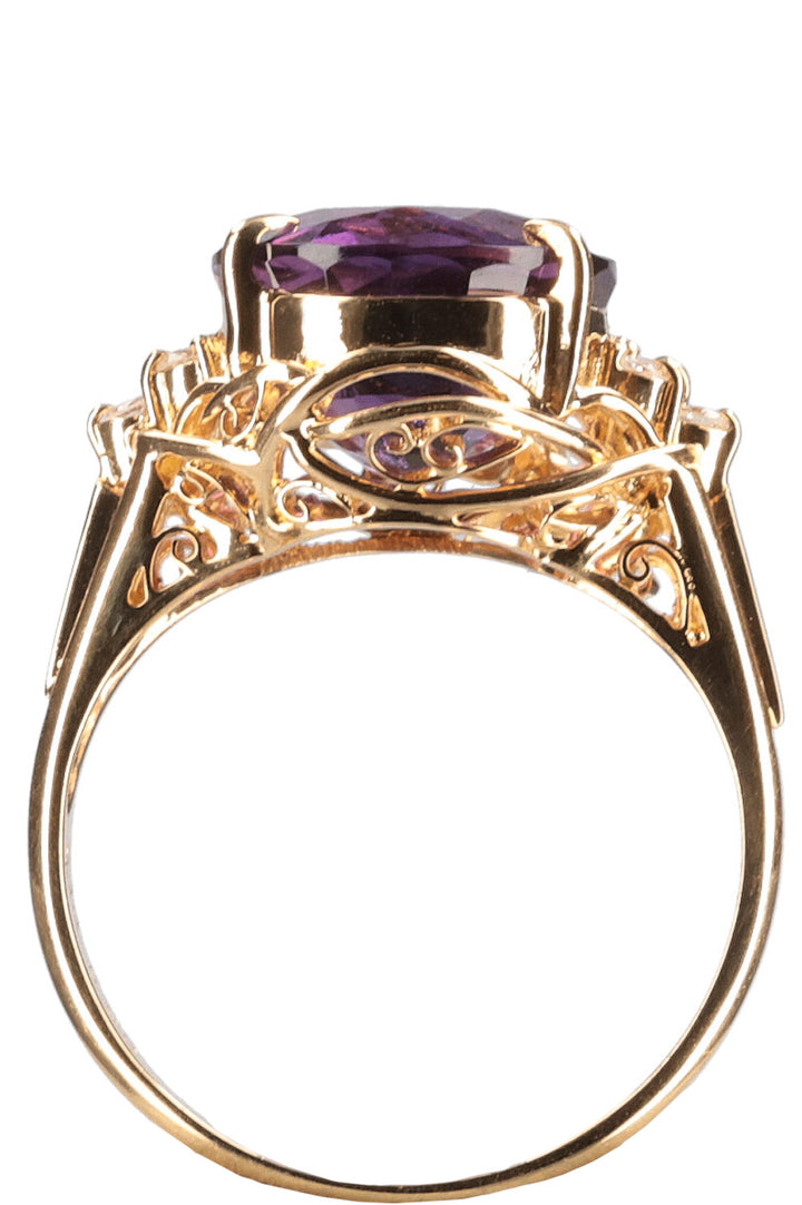 VINTAGE Ring Amethyst Diamonds Gold