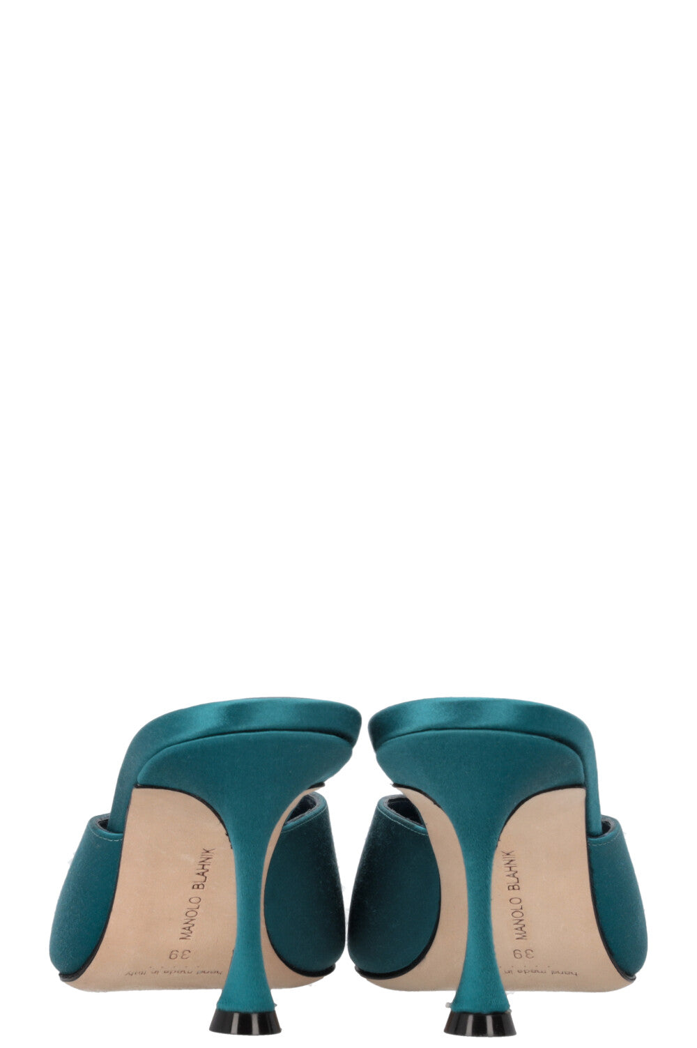 MANOLO BLAHNIK Heels Crystal Satin Green