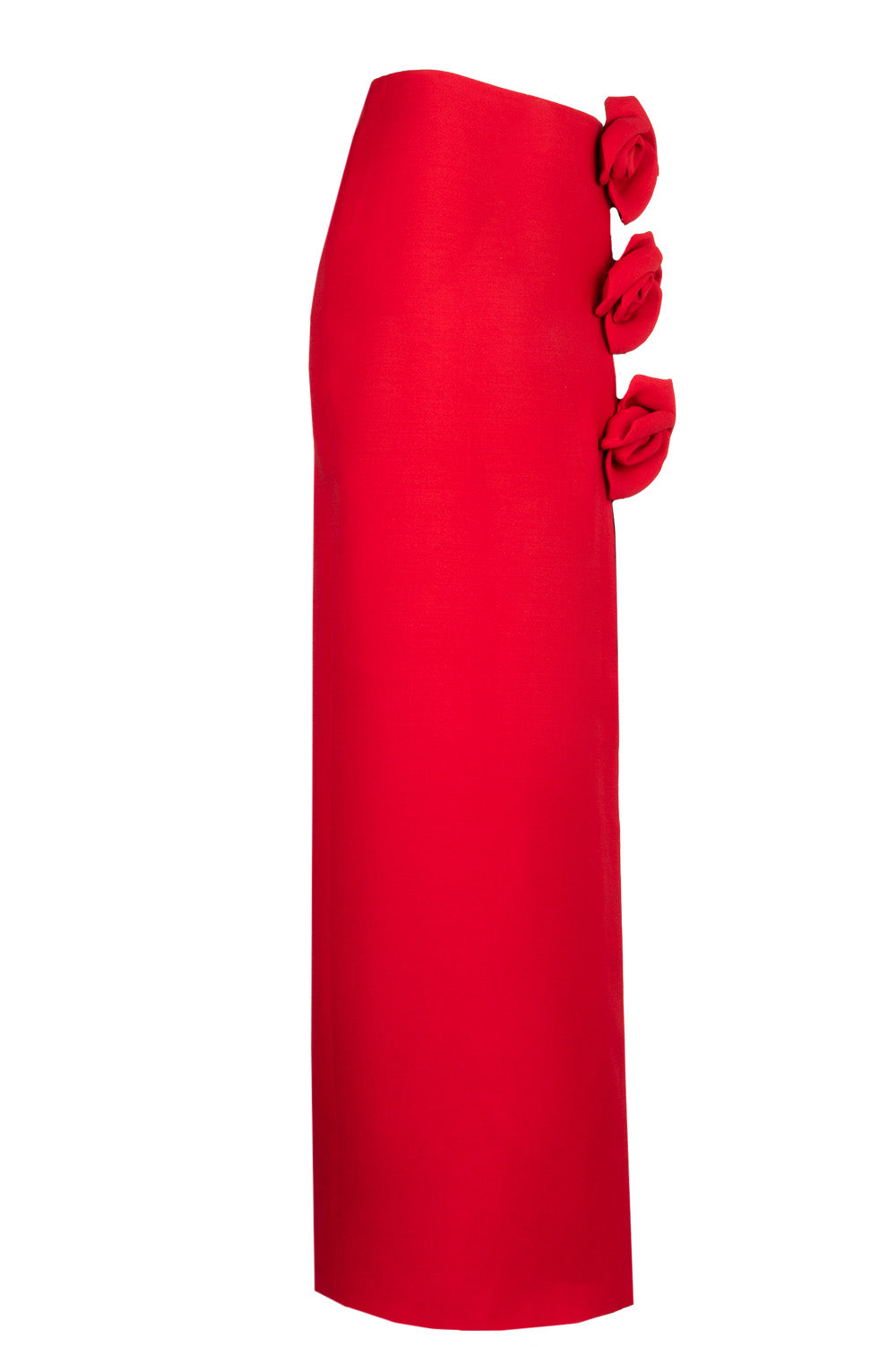 VALENTINO Floral Applique Maxi Skirt Red