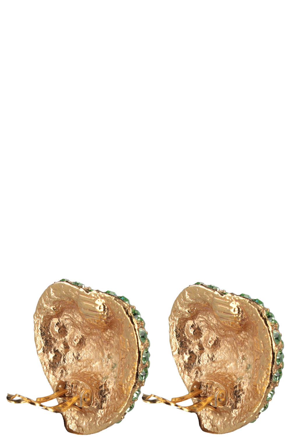 YSL Vintage Heart Earrings Gold Green