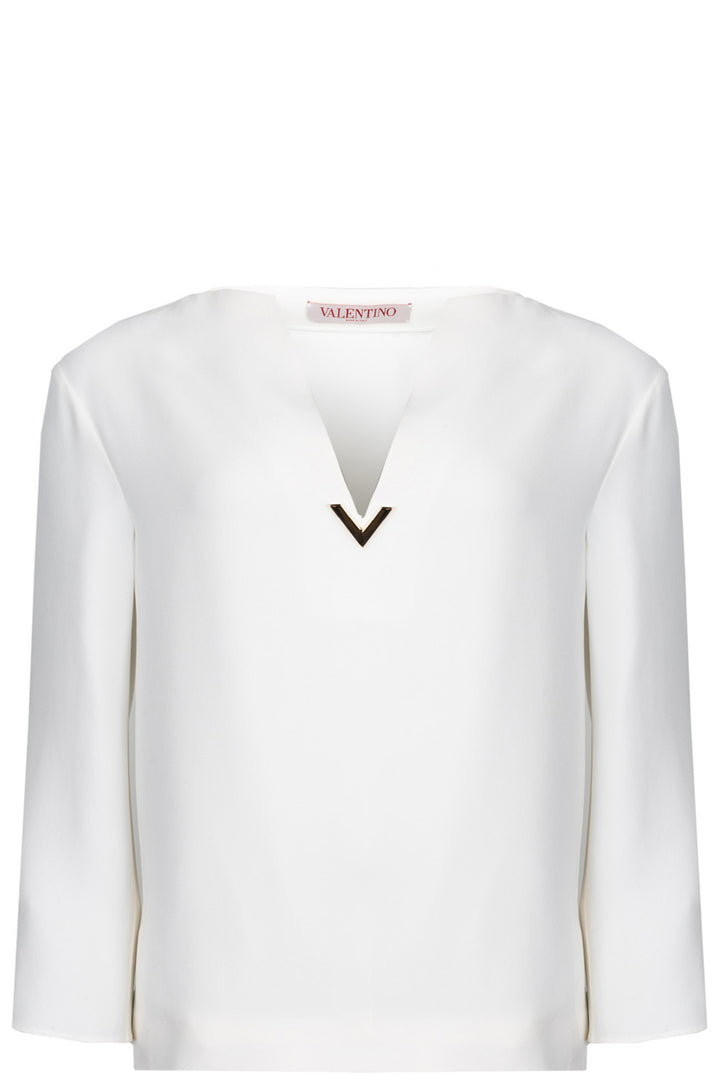 VALENTINO V Logo Top Silk Ivory