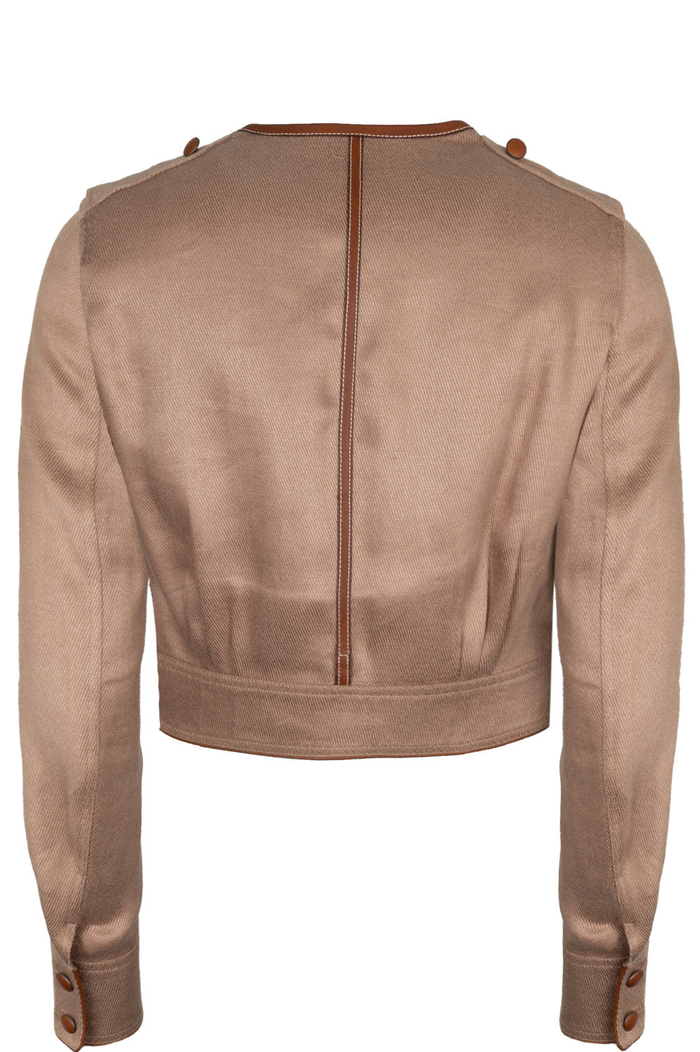 HERMÈS Jacket Linen Leather Brown