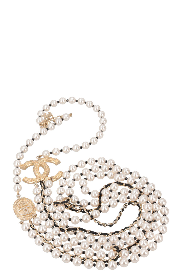 CHANEL 2021 Layered CC Pearl Chain Necklace