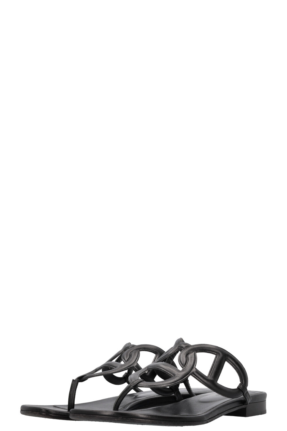 HERMÈS Egerie Sandals Leather Black