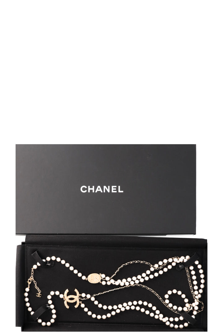 CHANEL 2021 Layered CC Pearl Chain Necklace