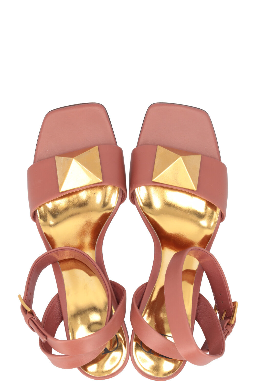 VALENTINO Double Ankle Strap Roman Stud Nude