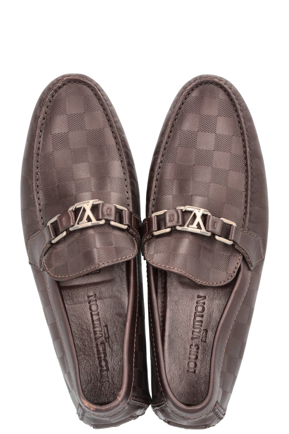 LOUIS VUITTON LV Logo Mocassins Damier Ebène