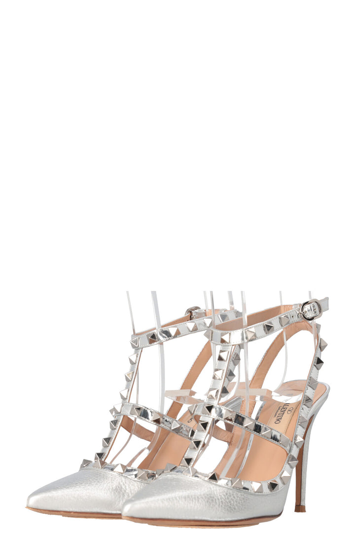 VALENTINO Rockstud Heels Silver