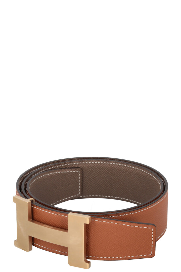 HERMÈS Constance H Belt Gold Etoupe Epsom