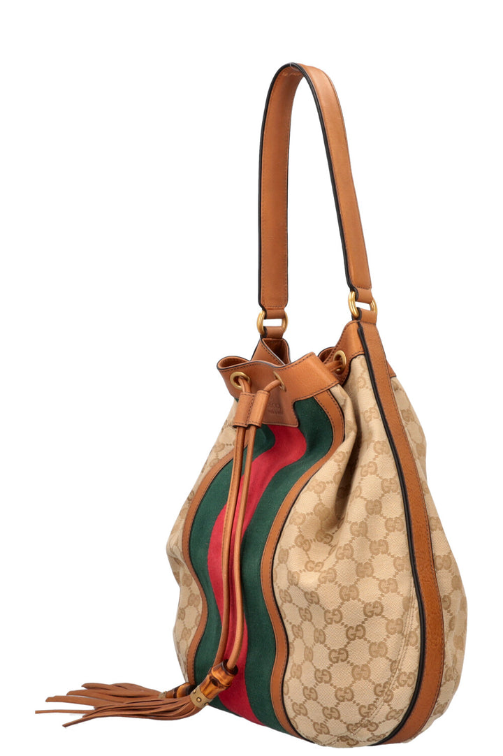 GUCCI Rania Supreme Canvas Hobo Bag Sand