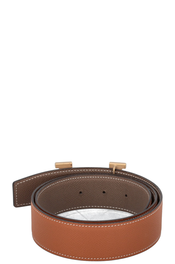 HERMÈS Constance H Belt Gold Etoupe Epsom