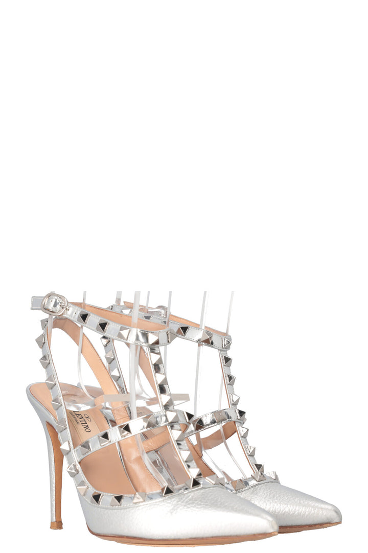 VALENTINO Rockstud Heels Silver