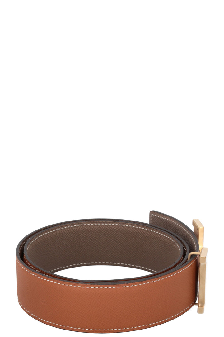 HERMÈS Constance H Belt Gold Etoupe Epsom