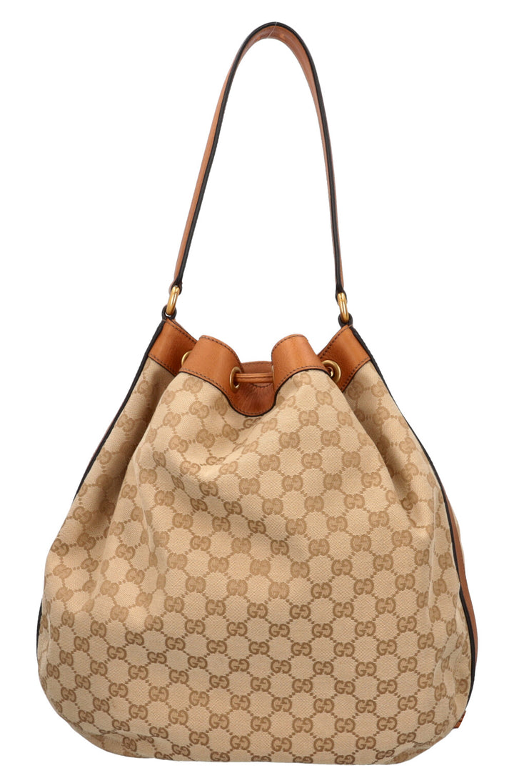 GUCCI Rania Supreme Canvas Hobo Bag Sand