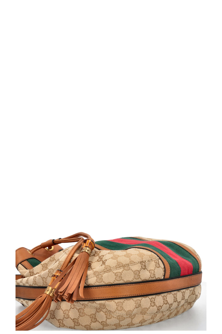 GUCCI Rania Supreme Canvas Hobo Bag Sand