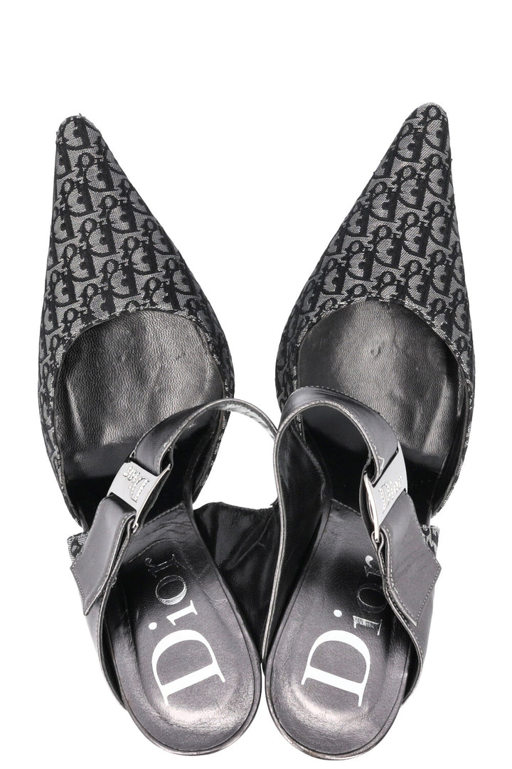 CHRISTIAN DIOR Escarpins Oblique Argent Noir