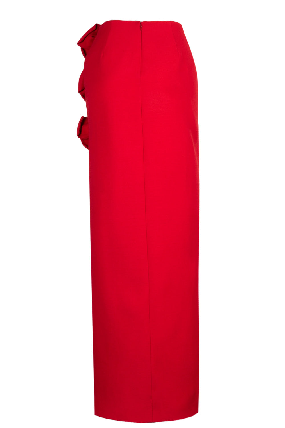 VALENTINO Floral Applique Maxi Skirt Red