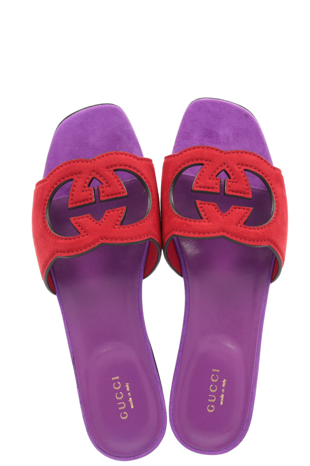 GUCCI Interlocking G Flats Suède Violet Rouge