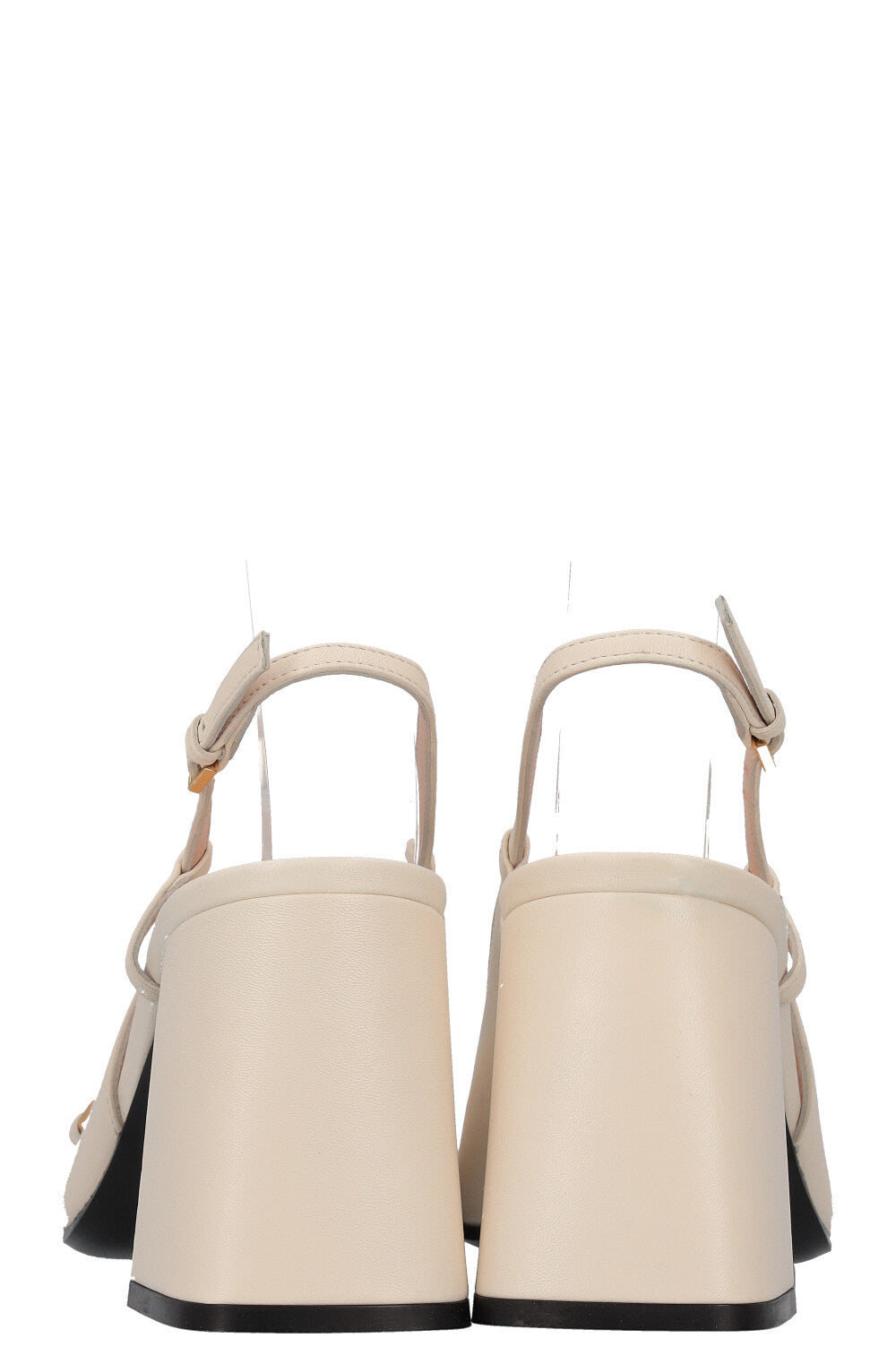 GUCCI Square Toe Horsebit Heels Ivory