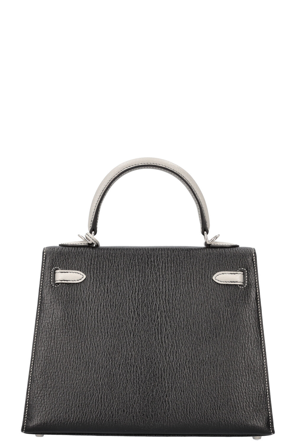 HERMÈS Kelly 25 Chèvre Noir Gris Perle Commande Spéciale