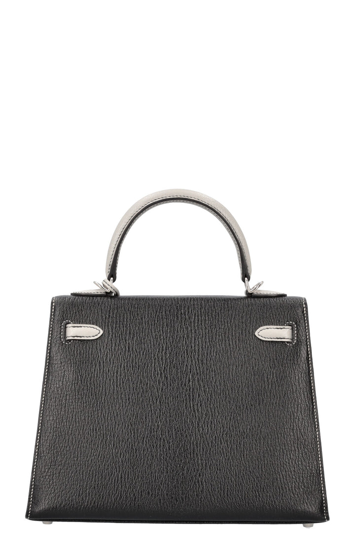 HERMÈS Kelly 25 Chèvre Noir Gris Perle Special Order