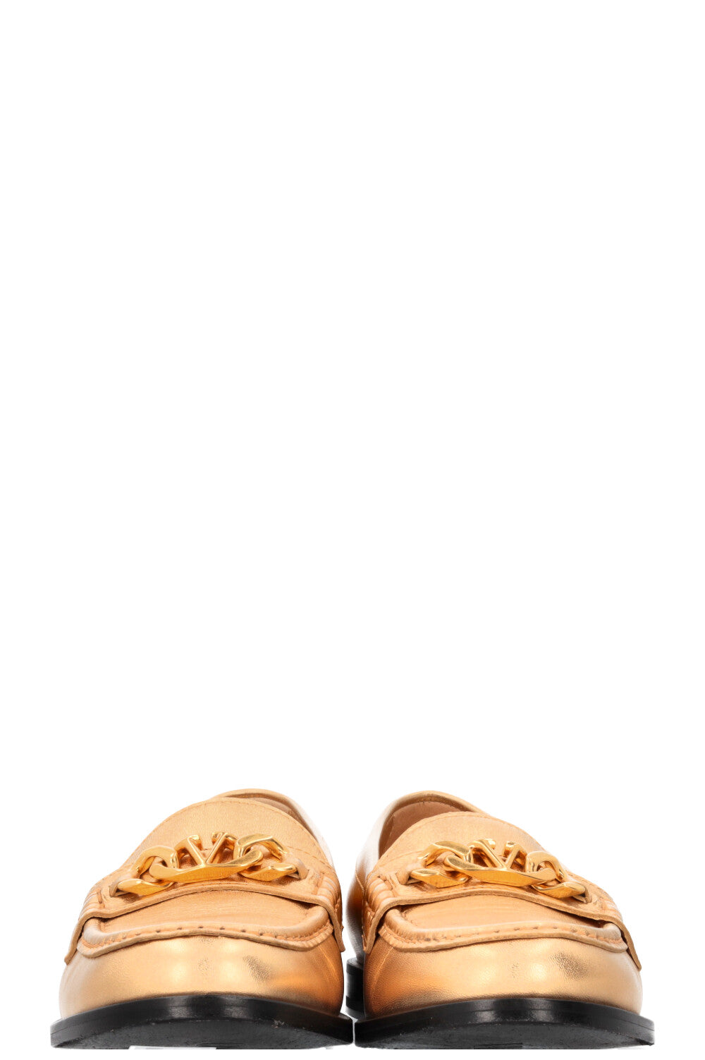 VALENTINO V Loafer Flats Leather Gold