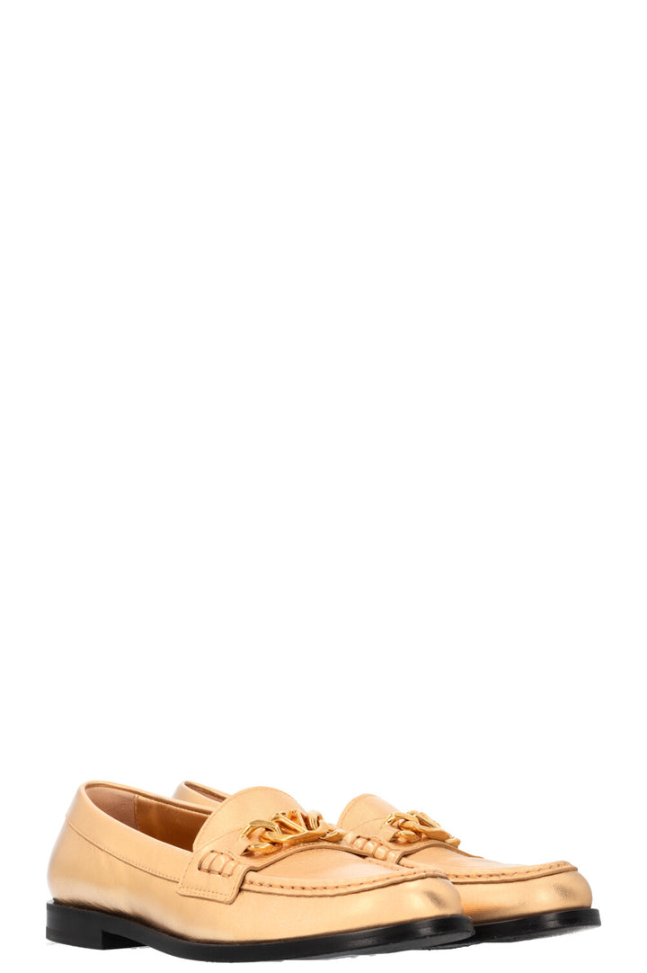 VALENTINO V Loafer Flats Leather Gold