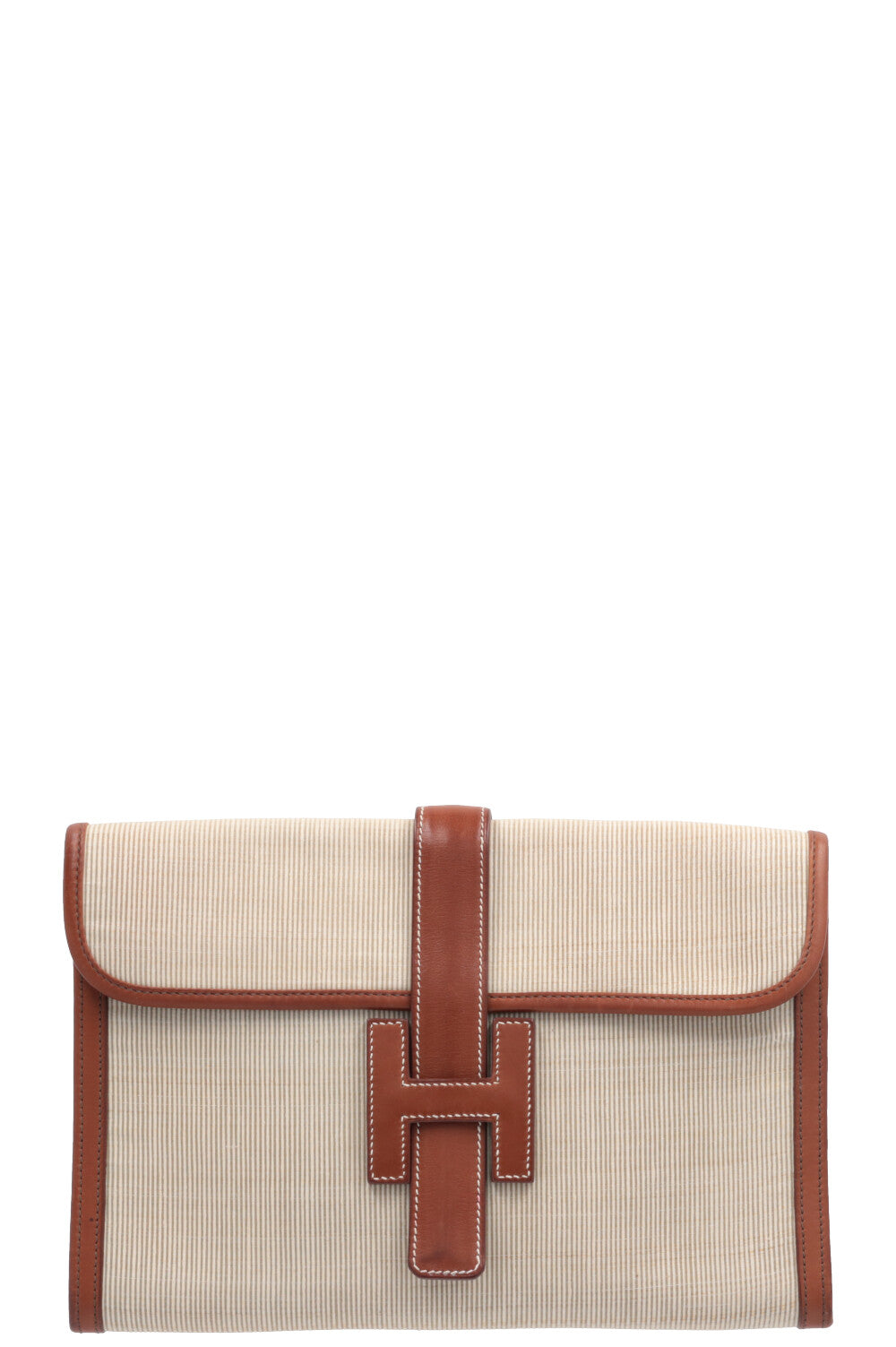 HERMÈS Jige Clutch 29 Canvas Beige Brown