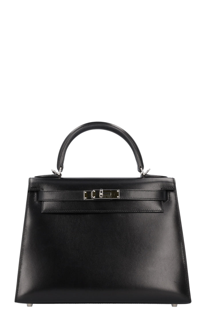 HERMÈS Kelly Sellier 28 Box Noir Palladium