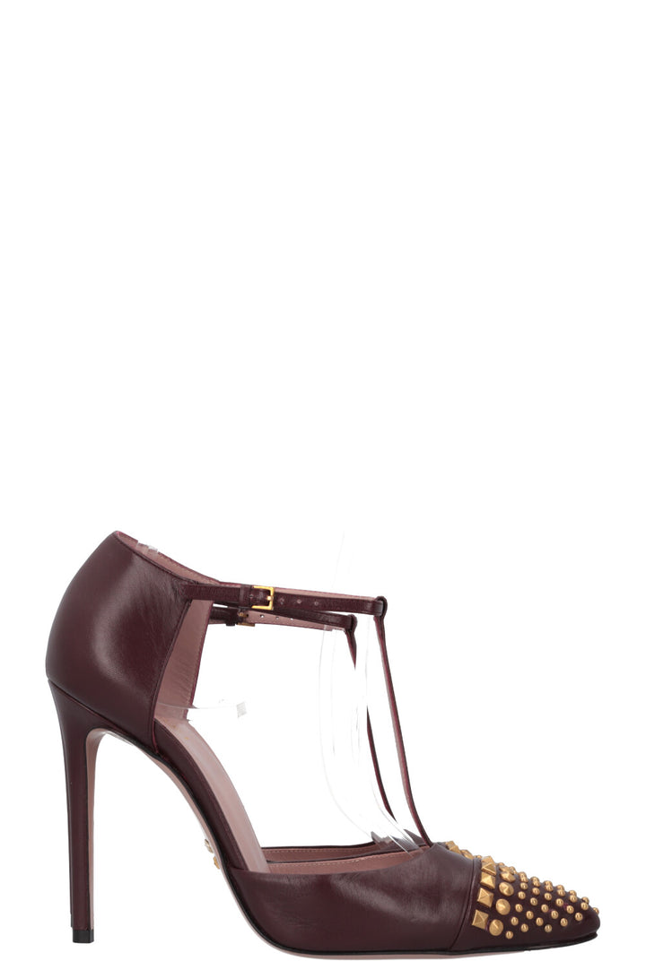 GUCCI Studded Heels Leather Bordeaux