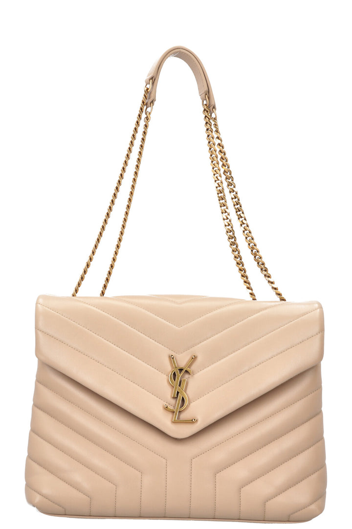 SAINT LAURENT LouLou Bag Medium Leather Beige