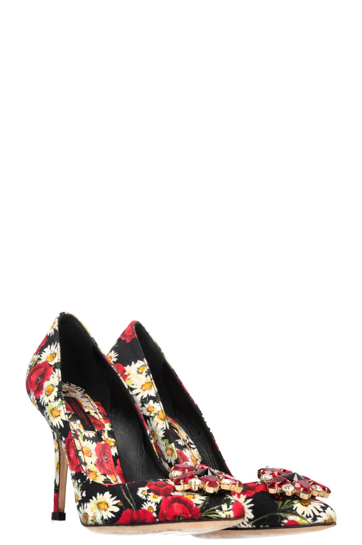 DOLCE&GABBANA Bellucci Heels Floral Crystal Red