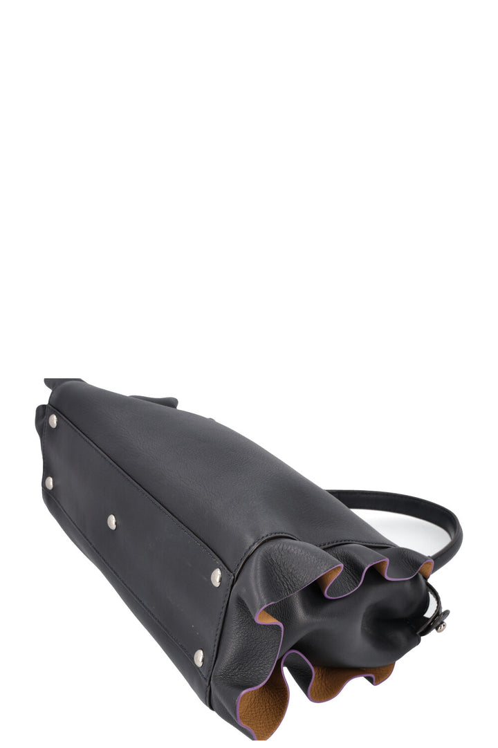 FENDI Medium Ruffle Peekaboo Leather Black