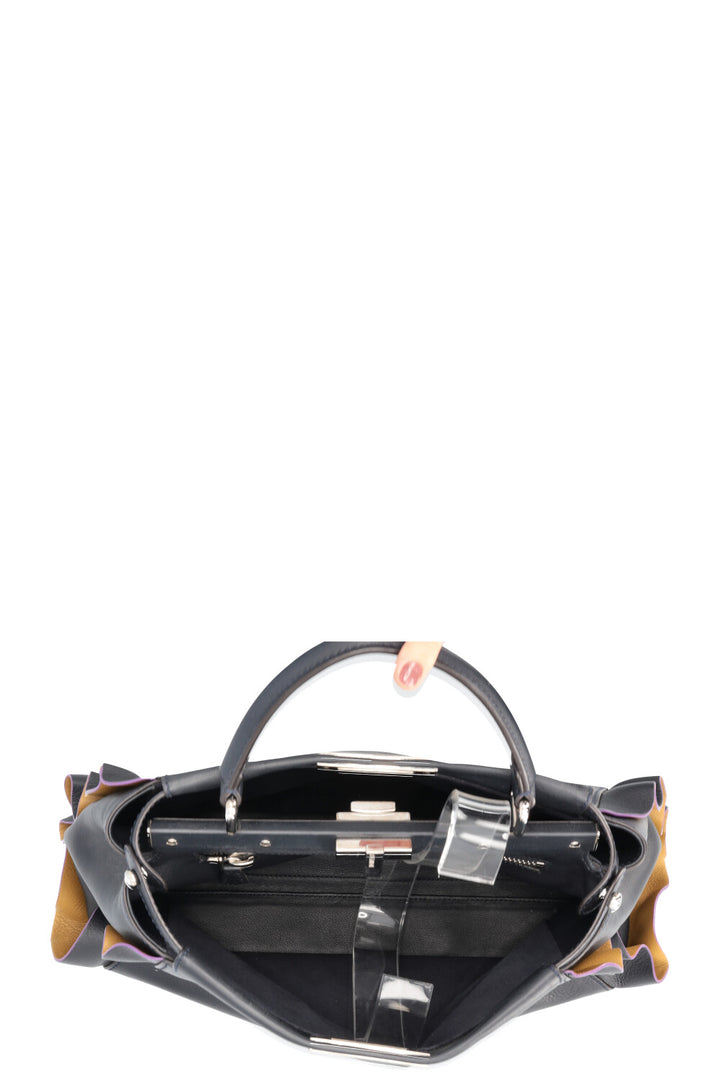 FENDI Medium Ruffle Peekaboo Leather Black