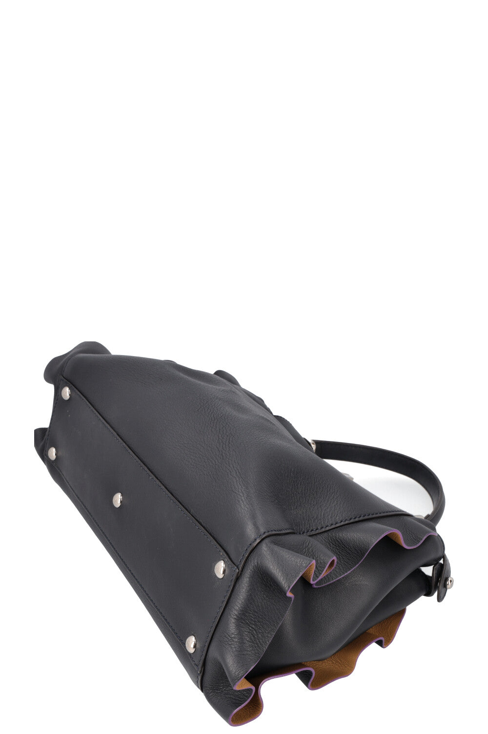 FENDI Medium Ruffle Peekaboo Leather Black