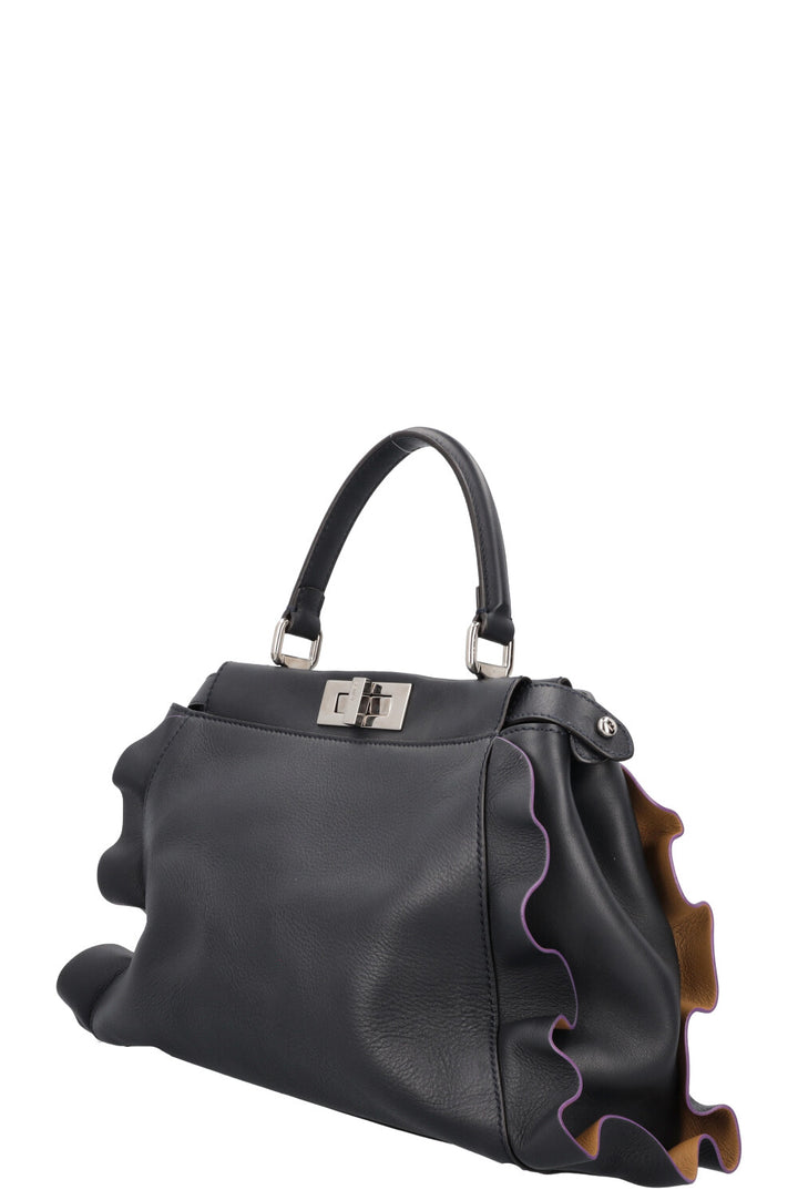 FENDI Medium Ruffle Peekaboo Leather Black