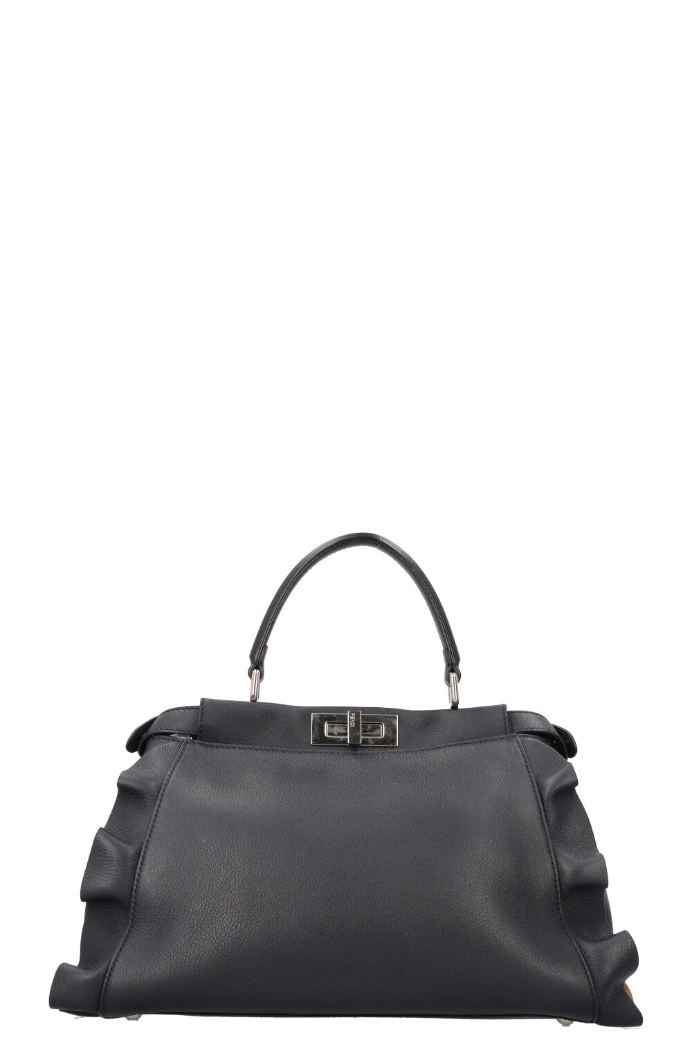 FENDI Medium Ruffle Peekaboo Leather Black