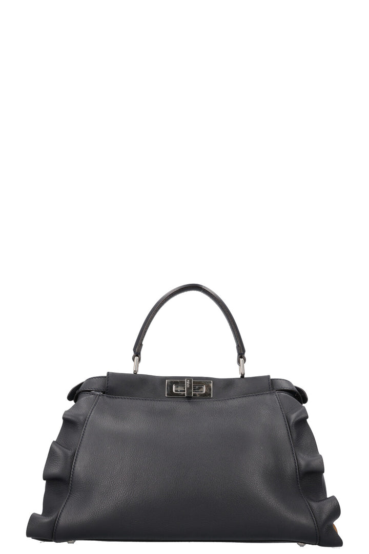 FENDI Medium Ruffle Peekaboo Leather Black