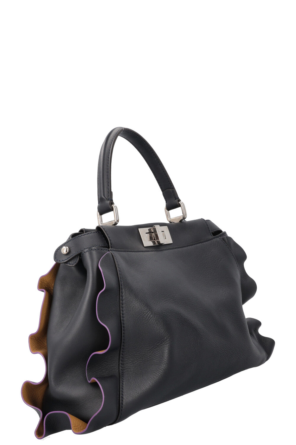 FENDI Medium Ruffle Peekaboo Leather Black