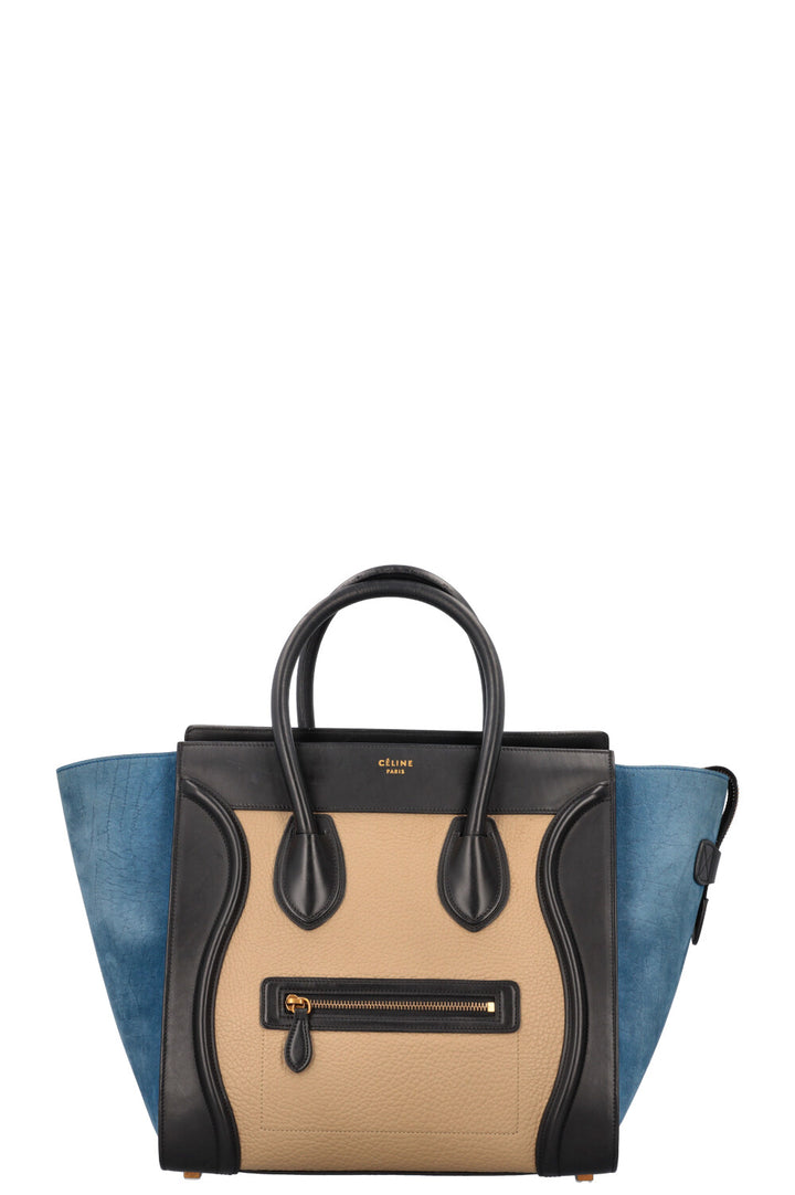 CÉLINE Luggage Mini Handbag Tricolor  Blue Black